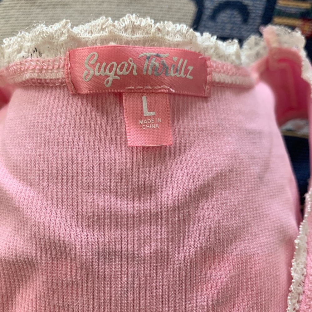 Sugar thrillz pink ANGEL tank top with lace detail - Picture 4 of 4